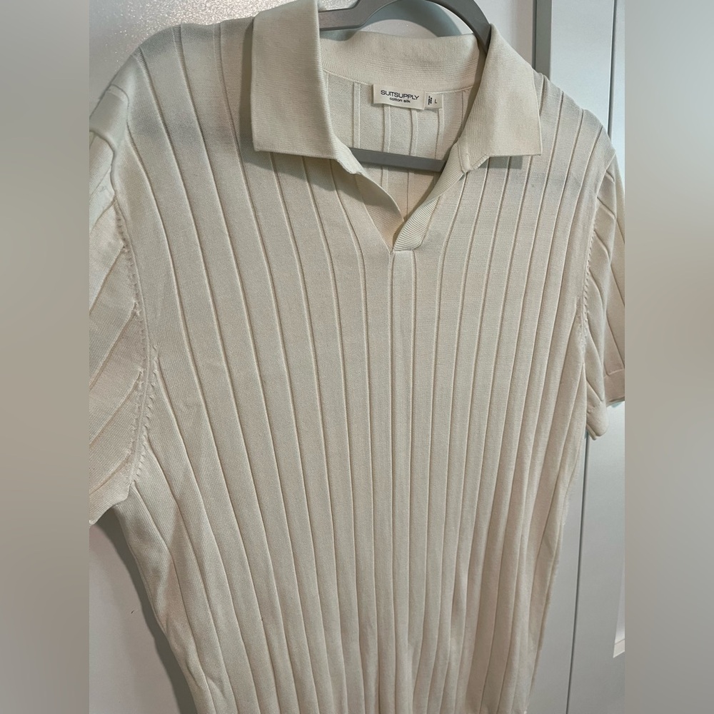 Off white knit polo, Suitsupply, size L men’s